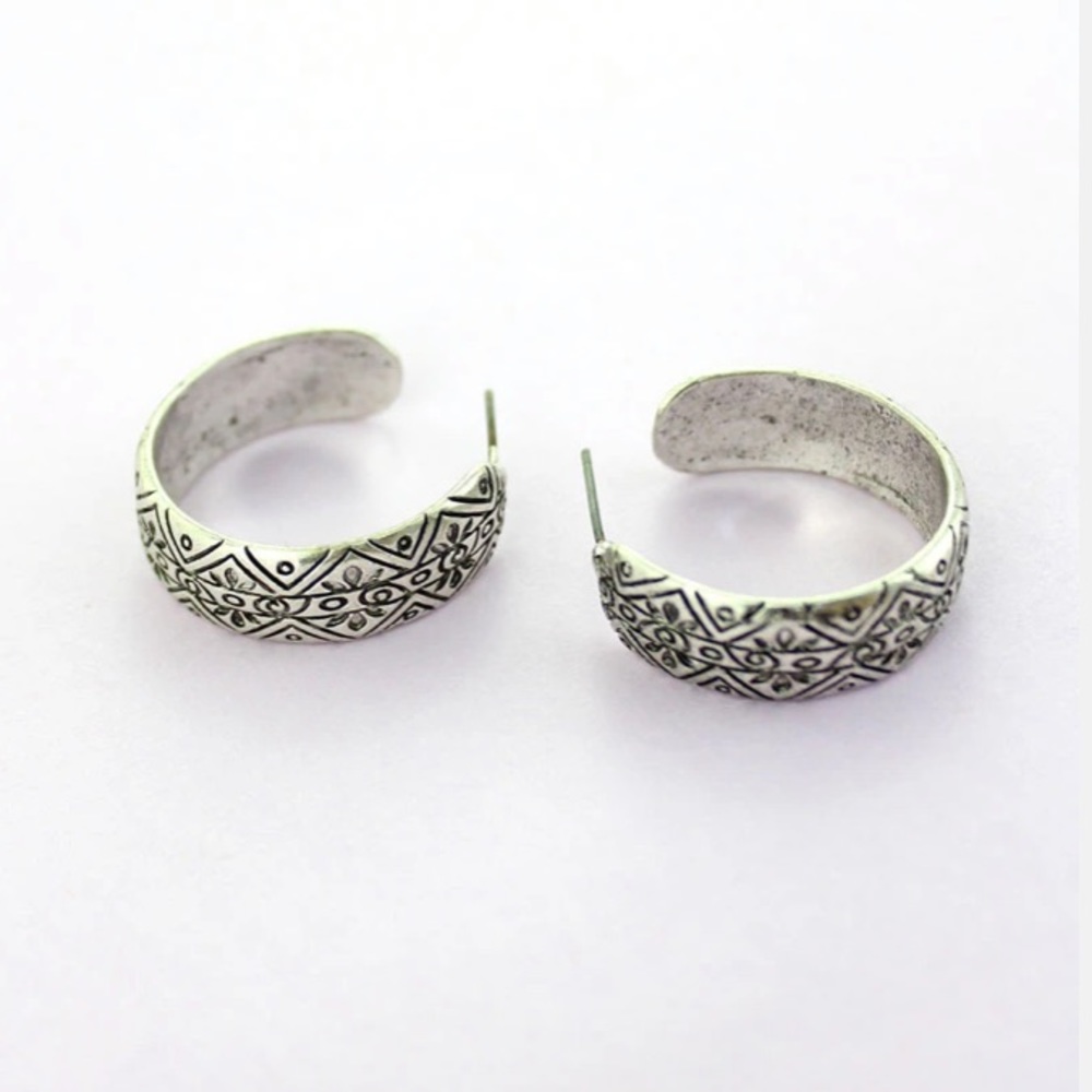 Winslow Burnished Silvertone Hoop Earrings - Picture 1 of 1